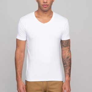 (4) ESNTLS - Bamboo V-Necks!  (2) Blk + (2) Wht